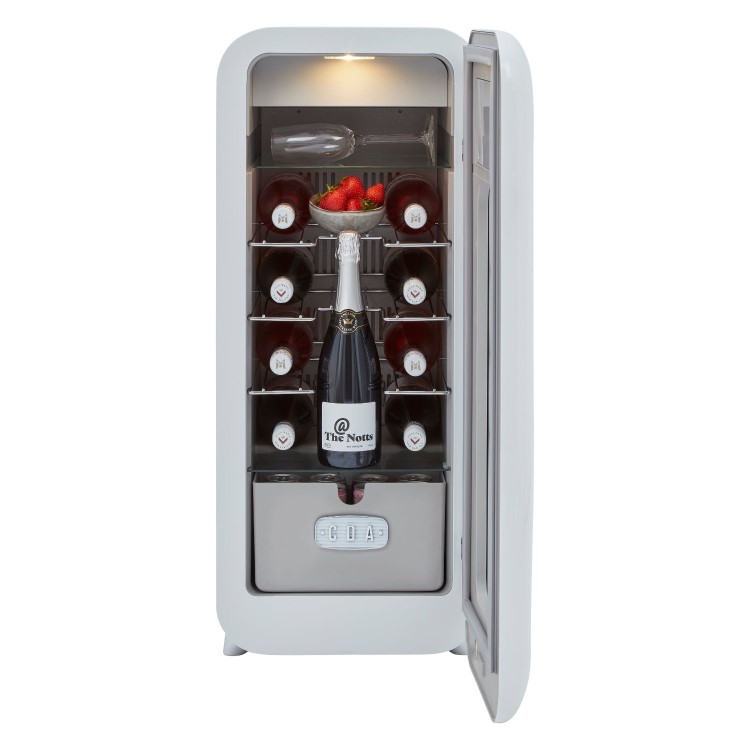 CDA Nancy Cotton 13 Bottle Capacity Single Zone Freestanding Retro Wine Cooler - White