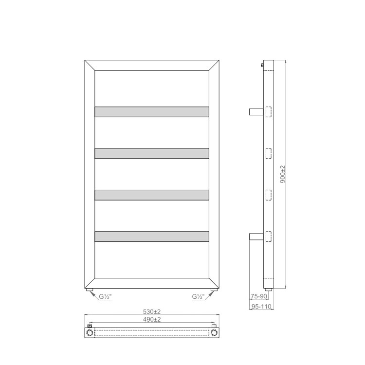 Towelrads Kensington Black Towel Radiator 800 x 530mm