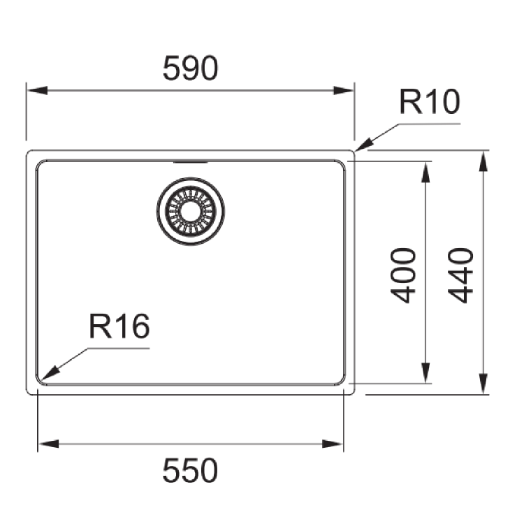 Single Bowl Undermount Stainless Steel Kitchen Sink - Franke Maris 110-55