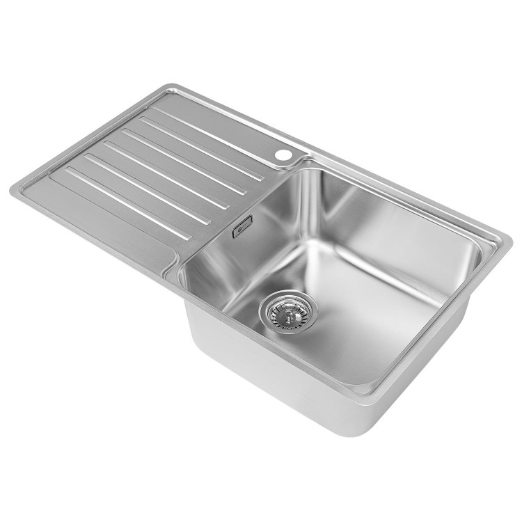 Carron Phoenix Atoll Single Bowl Chrome Stainless Steel Kitchen Sink- Left Hand Drainer