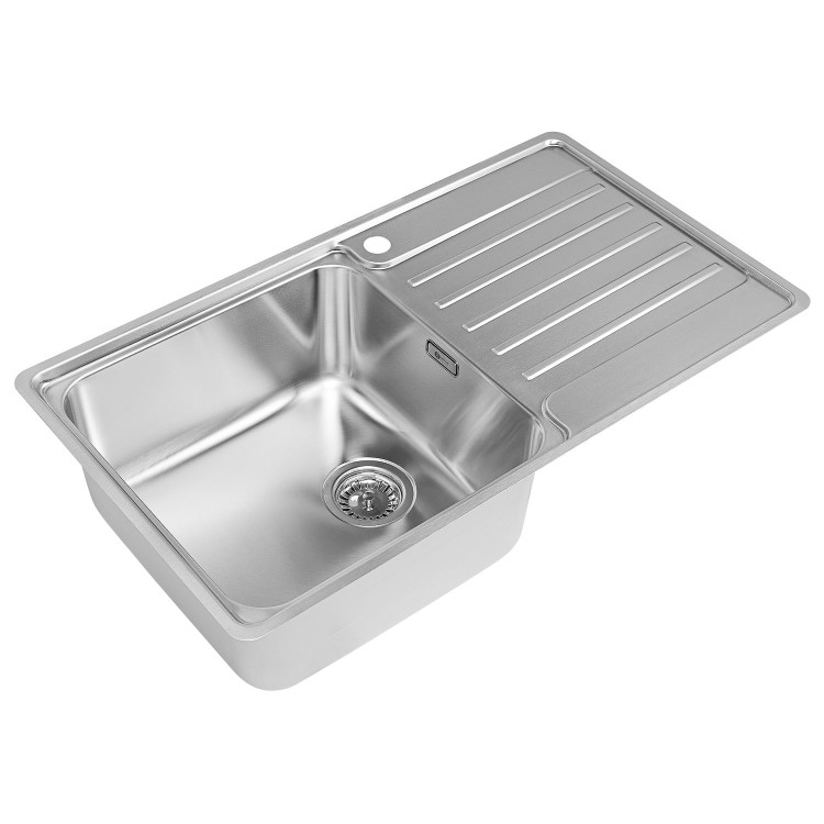 Carron Phoenix Atoll Single Bowl Chrome Stainless Steel Kitchen Sink- Right Hand Drainer