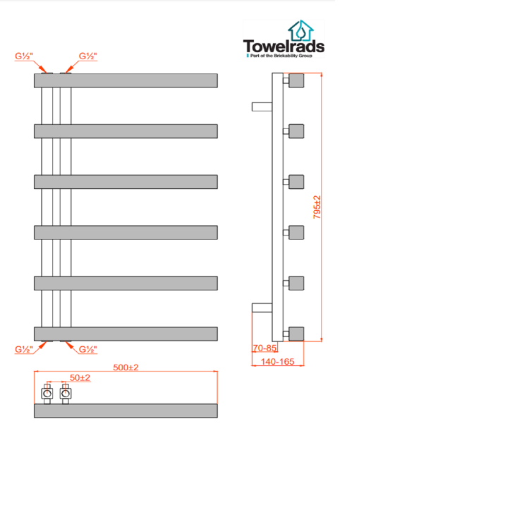 Towelrads Soho Chrome Towel Radiator 795 x 500mm