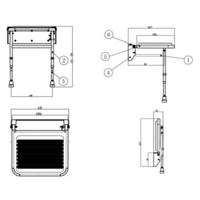 Grey Wall Mounted Folding Shower Seat - Nymas