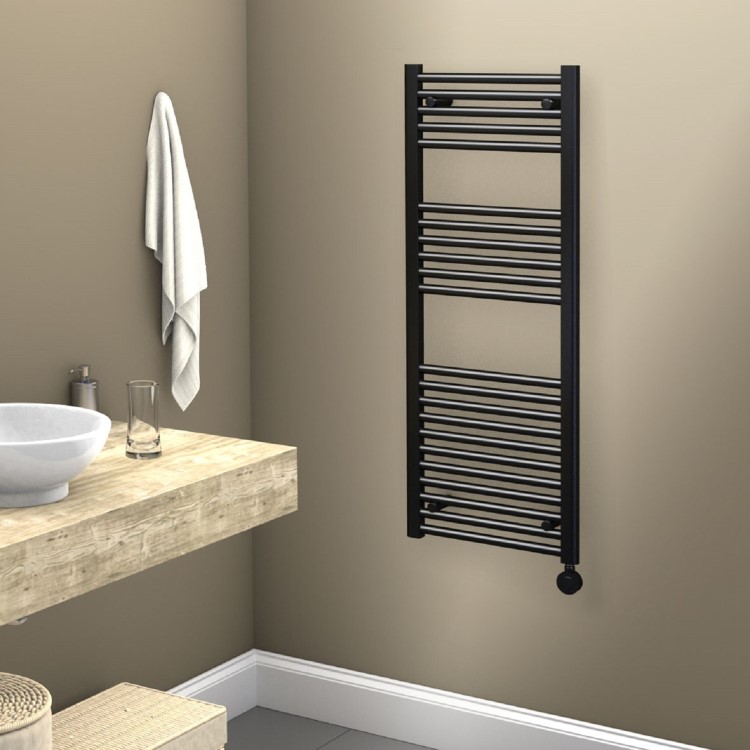 Towelrads Richmond Black Thermostatic Electric Towel Radiator - 1186 x 450mm