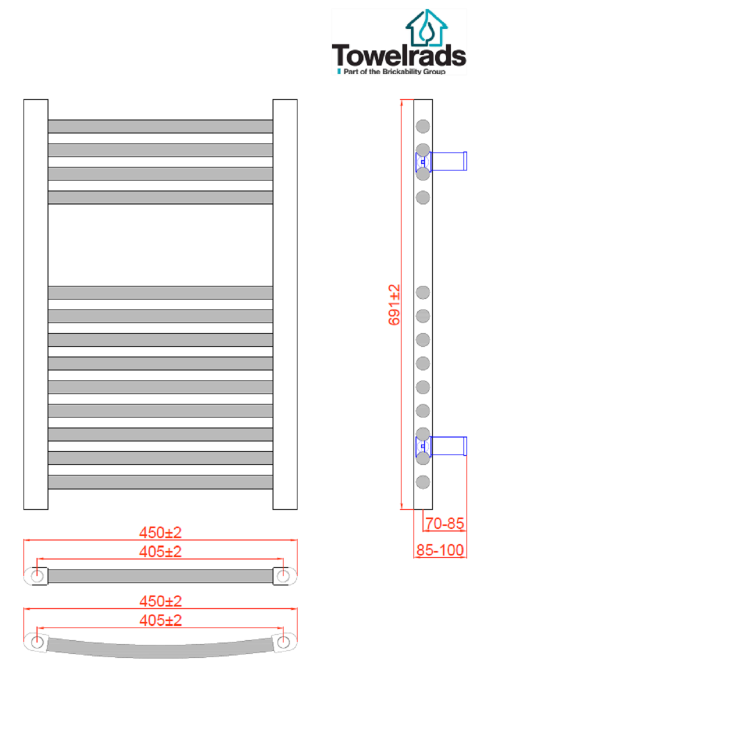 Towelrads Richmond Anthracite Thermostatic Electric Towel Radiator 691 x 450mm