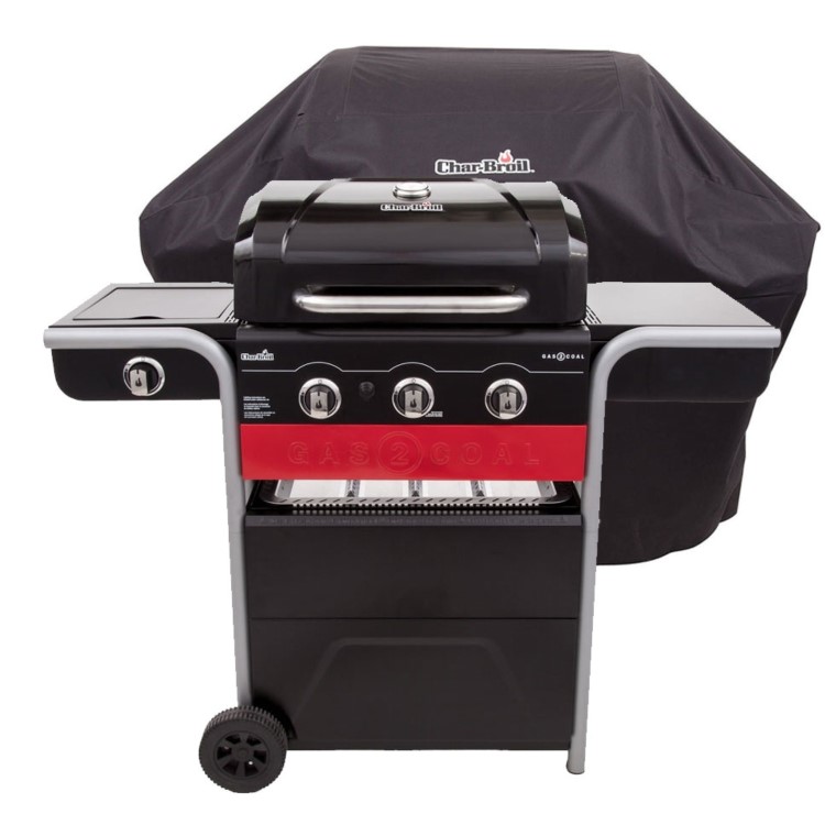 Char-Broil Gas2Coal 330 - 3 Burner Dual Fuel BBQ Grill with Side Burner