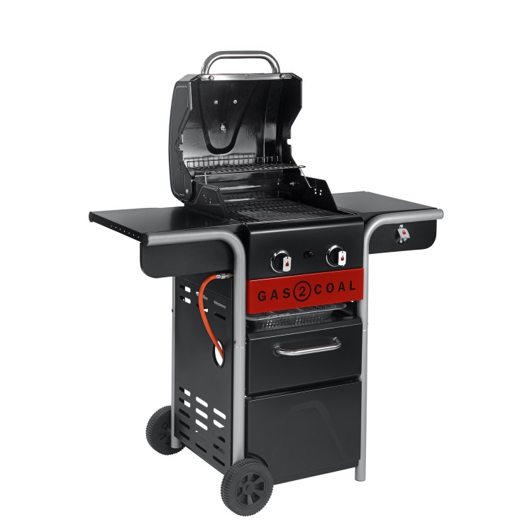 Char-Broil Gas2Coal 2.0 210 - 2 Burner Dual Fuel Gas & Charcoal BBQ Grill - Black