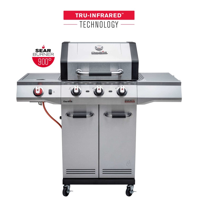 Char-Broil Advantage PRO S 3 - 3 Burner Gas BBQ Grill with Side Burner - Silver