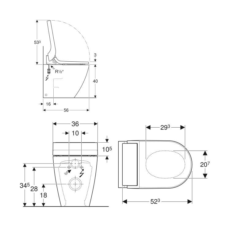 Geberit Aquaclean Tuma Classic Back to Wall Smart Bidet Japanese Toilet