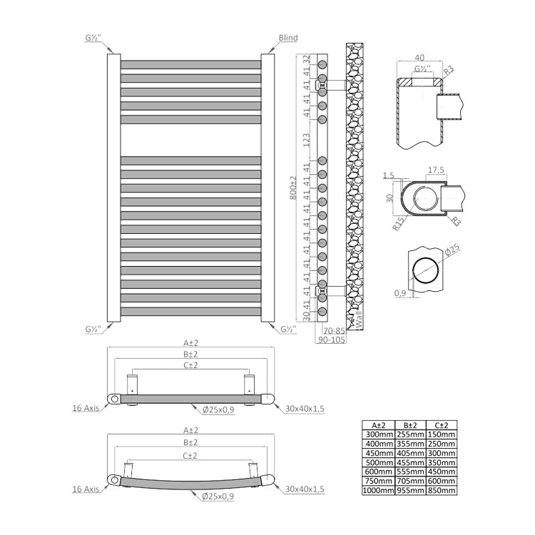 Towelrads Pisa Anthracite Towel Radiator 800 x 500mm