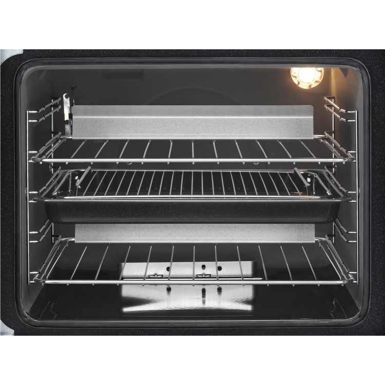 AEG 17166GM-MN 60cm Double Oven Gas Cooker With Lid - Stainless Steel