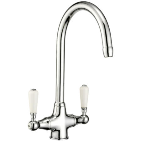 Reginox Chrome Twin Lever Kitchen Mixer Tap - Elbe