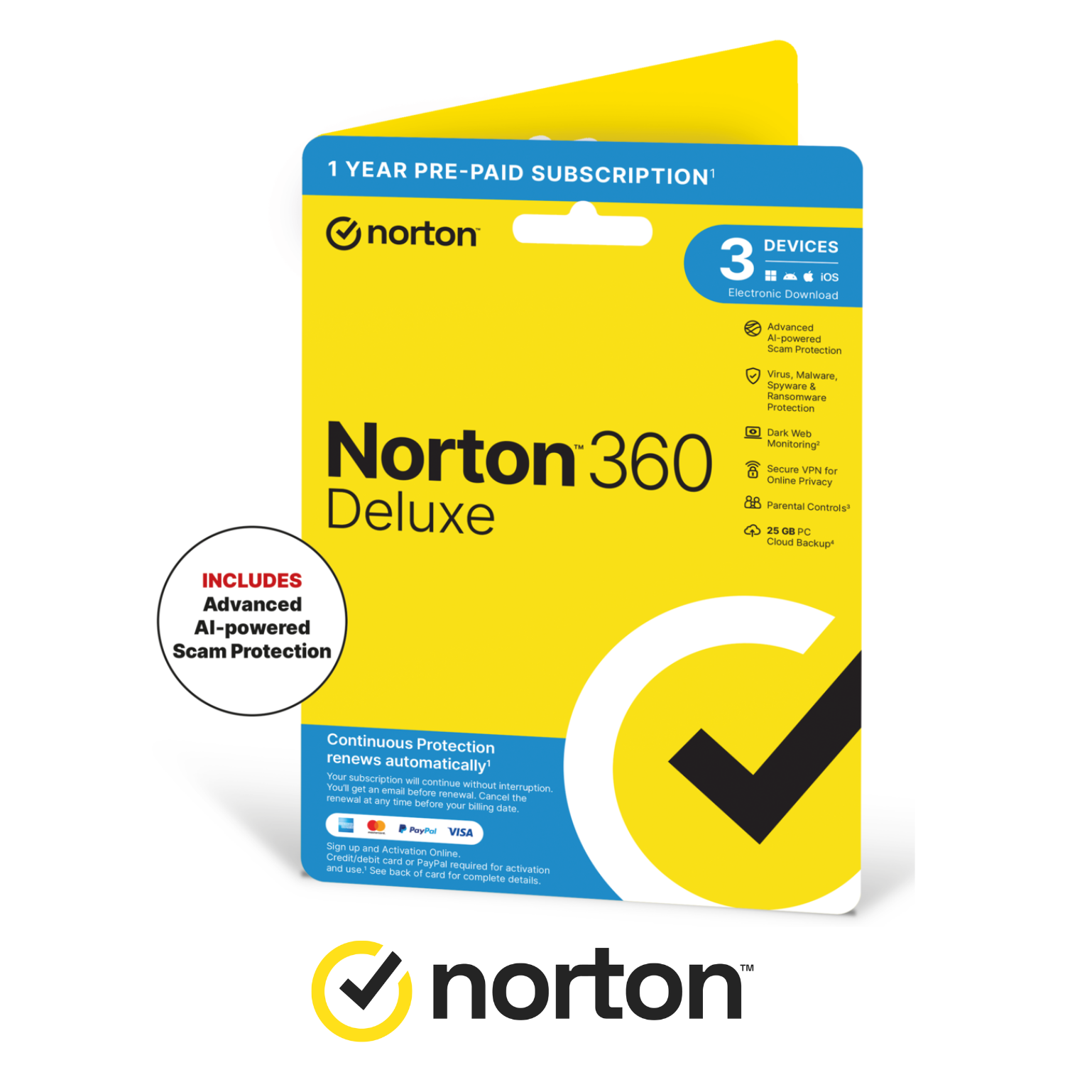 Photos - Software Norton 360 Deluxe Internet Security with VPN 3 Devices 12 Month Subscription 