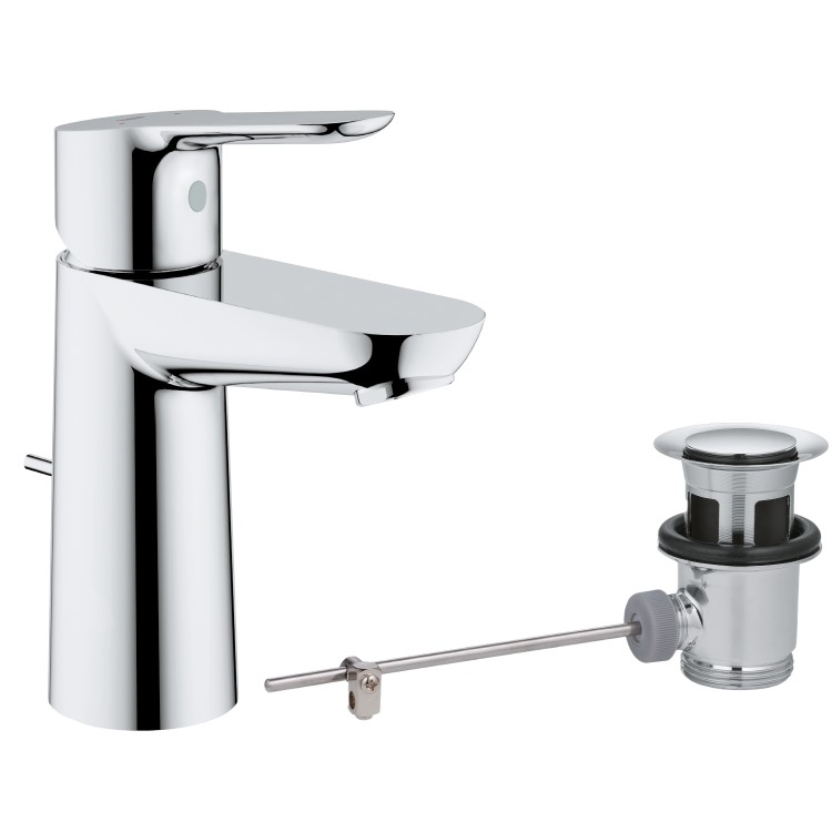 Grohe BauEdge Cloakroom Mono Basin Mixer Tap with Waste - Chrome