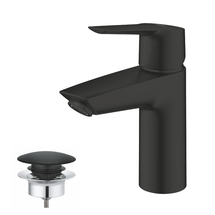 Grohe Start SilkMove EnergySaving Cloakroom Mono Basin Mixer Tap with Waste - Matt Black