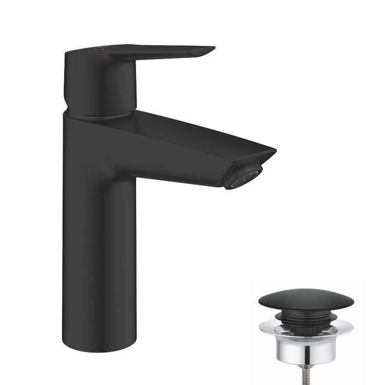 GRADE A1 - Grohe Start SilkMove EnergySaving Mono Basin Mixer Tap with Waste - Matt Black