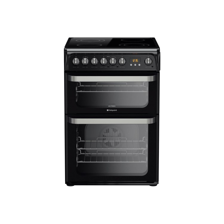 Hotpoint Ultima 60cm Double Oven Electric Cooker with Ceramic Hob - Black