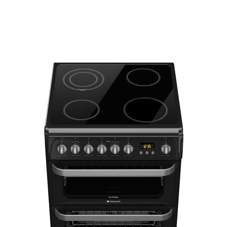 Hotpoint Ultima 60cm Double Oven Electric Cooker with Ceramic Hob - Black