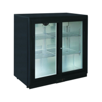 Hamoki LG198S Double Door Bottle Cooler - Commercial Back Bar Cabinet - Sliding Doors -  Low Height 198ltr