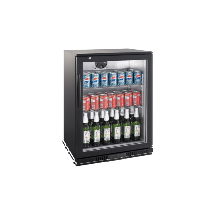 Hamoki LG128 Single Door Bottle Cooler - Commercial Back Bar Cabinet - Hinged Door - Low Height 128ltr