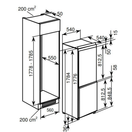 Baumatic BRCIF5050 232L 50-50 Frost Free Integrated Fridge Freezer