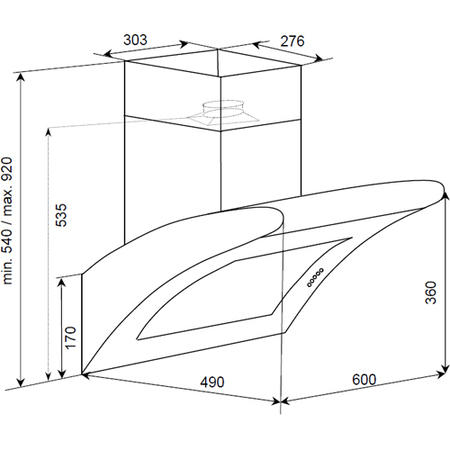 Baumatic BTC675SS Curved Angled 60cm Chimney Cooker Hood Stainless Steel