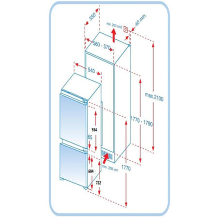 Smeg CR312P In-column Integrated Fridge Freezer