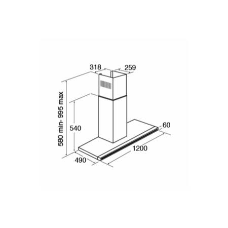 GRADE A2 - Light cosmetic damage - CDA EVP121SS Linear 120cm Wide Chimney Cooker Hood Stainless Steel