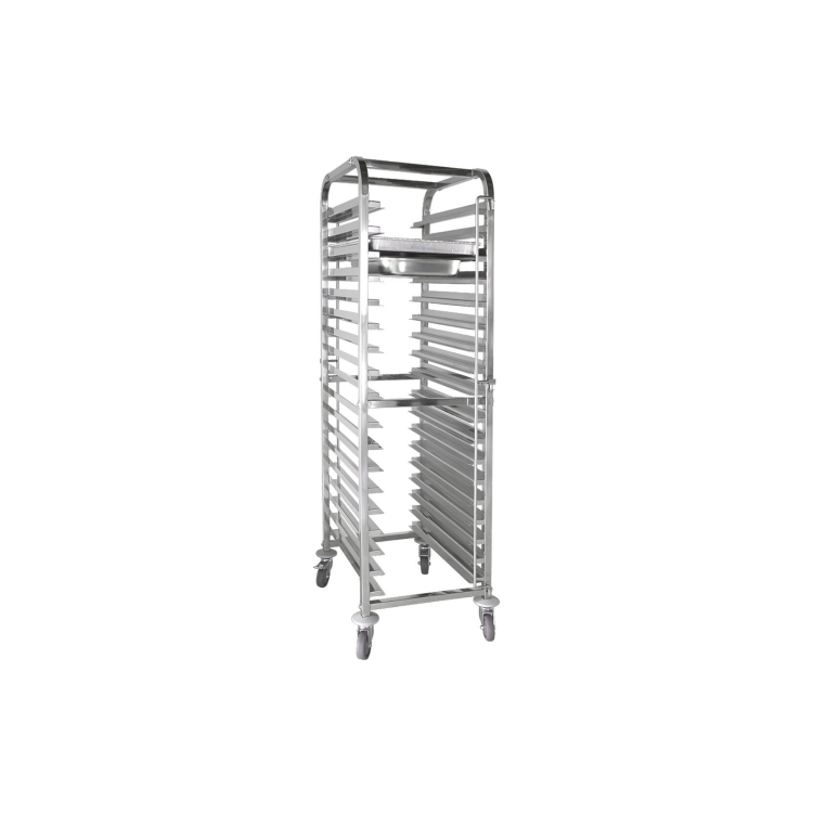 Hamoki 18 Tier Stainless Steel Clearing Racking Trolley For 1/1 GN Pans and 40cm x 60cm Trays