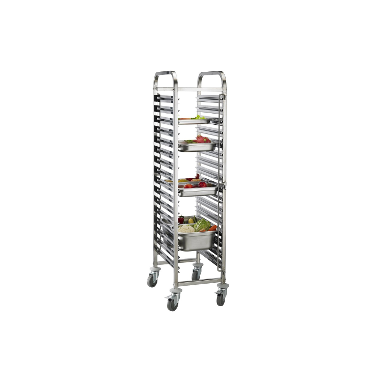 Hamoki 16 Tier Stainless Steel Catering  Clearing Racking Trolley For 1/1 GN Pans