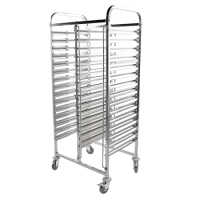 Hamoki 30 Tier - Double Row - Stainless Steel Clearing Racking Trolley For 1/1 GN Pans