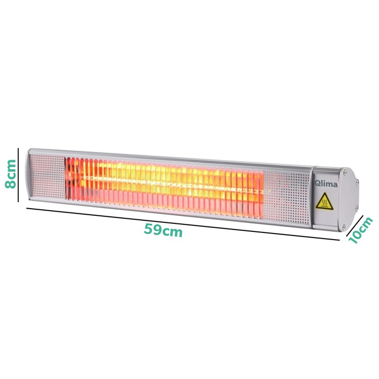 Qlima Wall Mounted Electric Patio Heater - 2kW in Silver