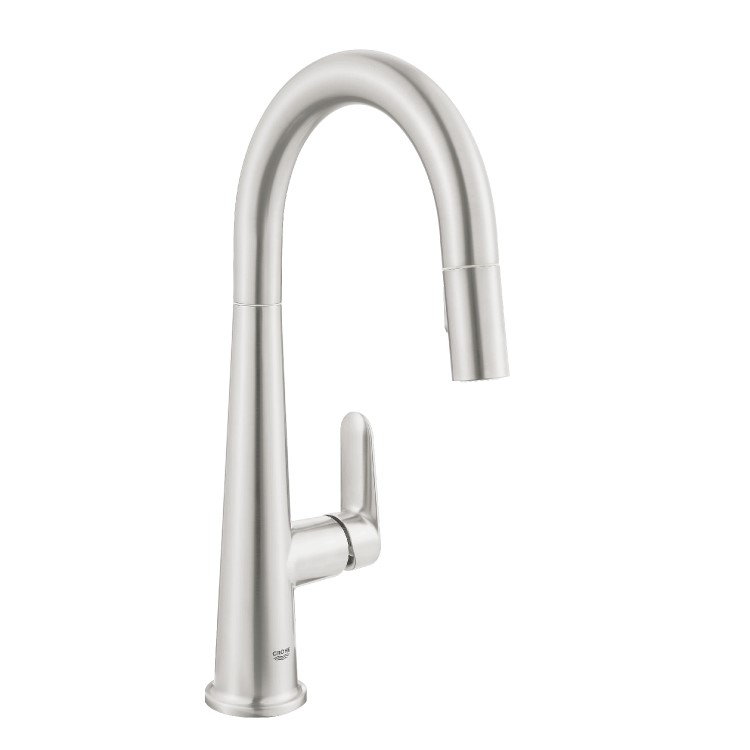 Grohe Veletto Single Lever Monobloc Pull Out Kitchen Tap- Nickel