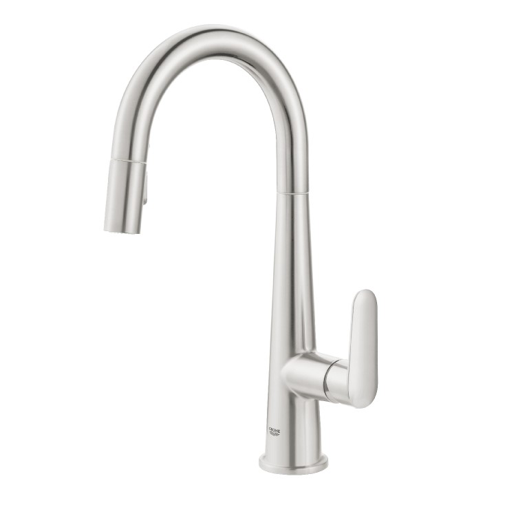 Grohe Veletto Single Lever Monobloc Pull Out Kitchen Tap- Nickel