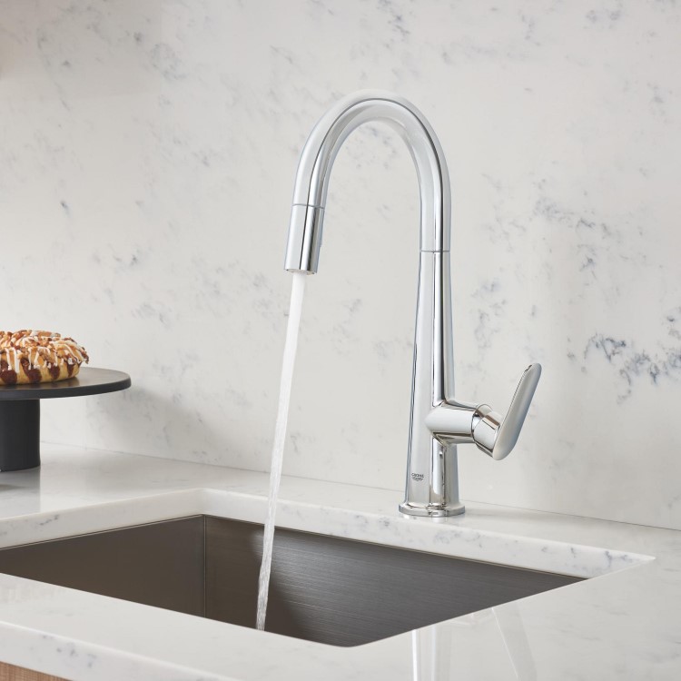 Grohe Veletto Single Lever Monobloc Pull Out Kitchen Tap- Nickel