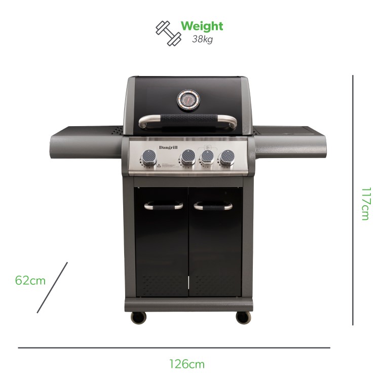 Refurbished Dangrill 3 Burner Gas BBQ with Side Burner