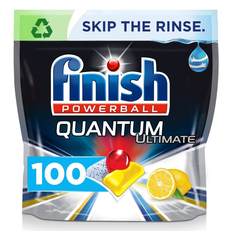 4 x Finish Powerball Quantum Ultimate Lemon Sparkle Dishwasher Tablets Pack Of 100
 