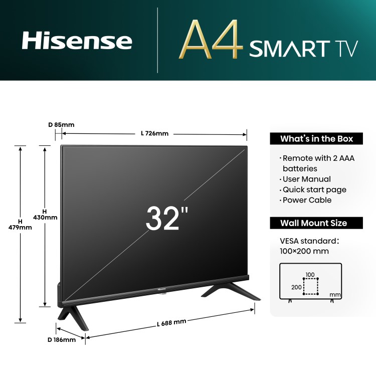 Hisense A4 32 inch Smart HD Ready LED TV