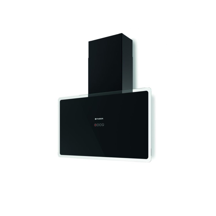 Faber Glam Fit 80cm Flat Cooker Hood - Black Glass