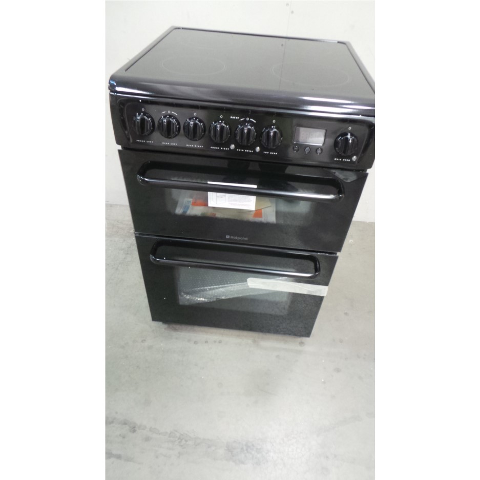 Grade A2 Hotpoint Hae60ks 60cm Double Oven Electric Cooker Black 773646641hae60ks 7063