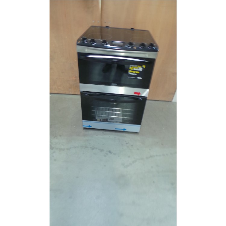 GRADE A2 - Zanussi ZCV68300XA Stainless Steel 60cm Double Oven Electric Cooker With Ceramic Hob