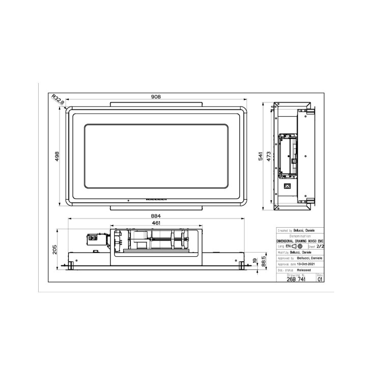 Faber High-Light 2.0 91cm Ceiling Cooker Hood - Stainless Steel