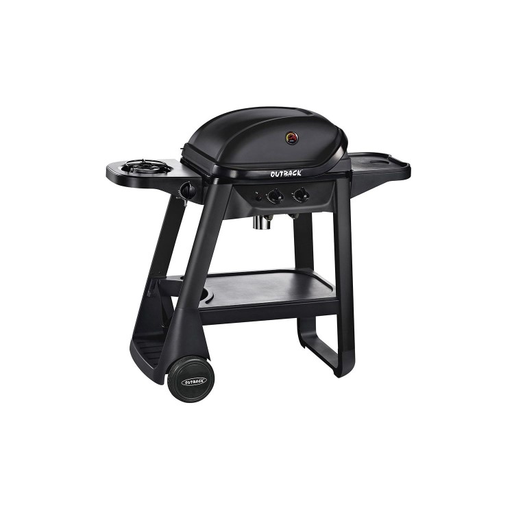 Outback Excel Onyx - 2 Burner Gas BBQ Grill with Side Burner - Black