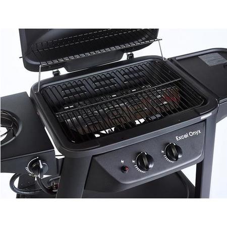 Outback Excel Onyx - 2 Burner Gas BBQ Grill with Side Burner - Black