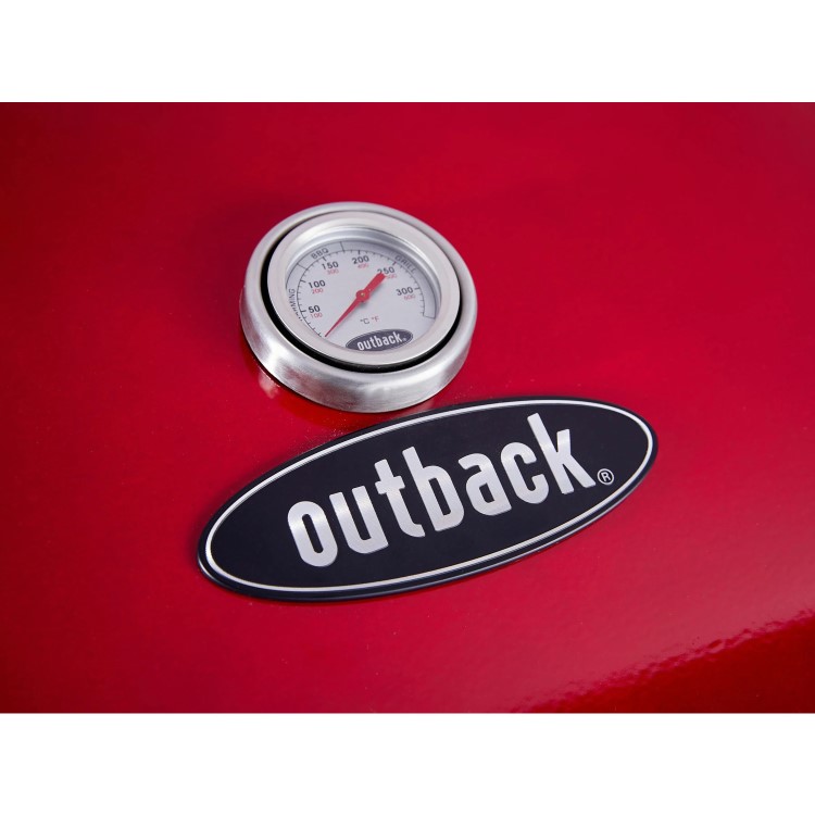 Outback Meteor - 4 Burner Gas BBQ Grill with Side Burner - Red