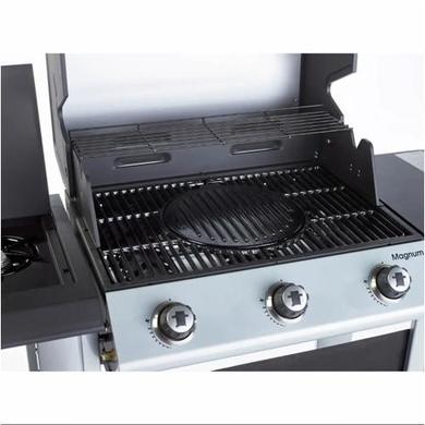 Outback Magnum - 3 Burner Gas BBQ Grill with Side Burner - Black & Silver