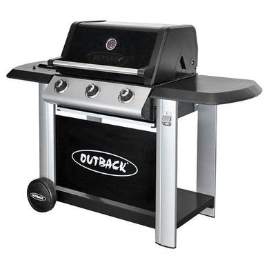 Outback Magnum - 3 Burner Gas BBQ Grill with Side Burner - Black & Silver