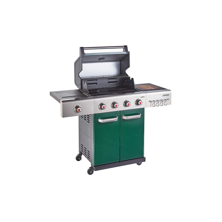 Outback Jupiter - 4 Burner Gas Hybrid BBQ Grill with Side Burner - Green