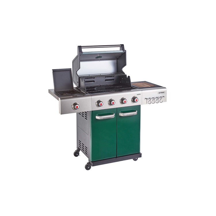 Outback Jupiter - 4 Burner Gas Hybrid BBQ Grill with Side Burner - Green