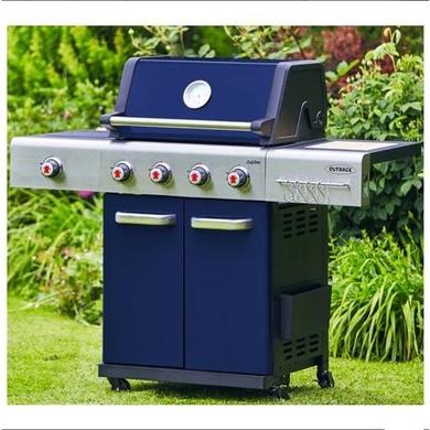 Outback Jupiter - 4 Burner Gas Hybrid BBQ Grill with Side Burner - Blue